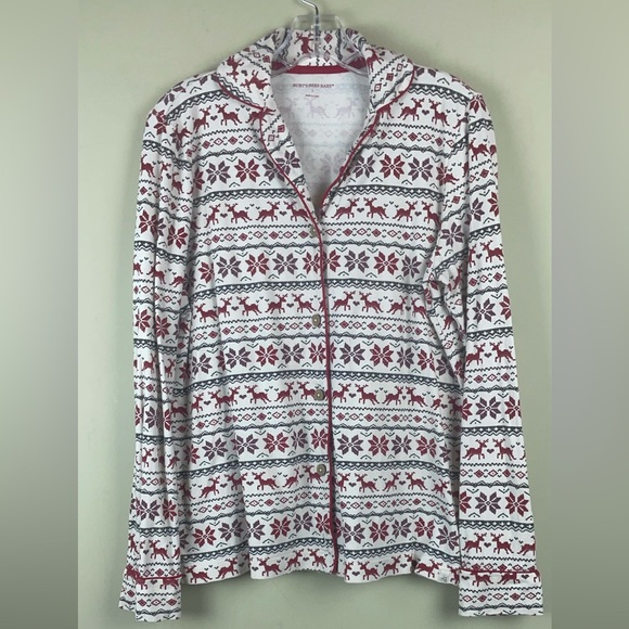 Burt’s Bees Baby Mother Pajama Top Reindeer Snowflake Size Large - Picture 4 of 8
